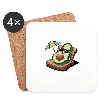 Funny Avocado On Toast With Sunglasses And - Coasters (set of 4) - white - Front
