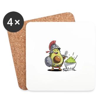 Avocado Krieger Mit Guacamole Schwert Und Schild - Untersetzer (4er-Set) - Weiß - Vorne