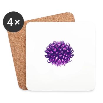 boule de tentacule violette - Dessous de verre (lot de 4) - blanc - Devant