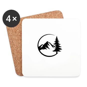 Mountain Forest Silhouette - Coasters (set of 4) - white - Front