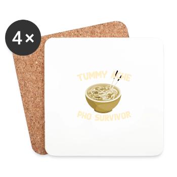 Tummy Ache Pho Survivor Funny Favorite Food Humor - Coasters (set of 4) - white - Front