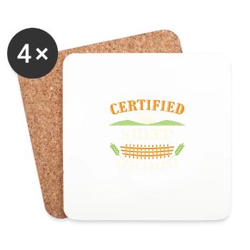 Certified Sheep Specialist Farmer Funny Farming - Coasters (set of 4) - white - Front