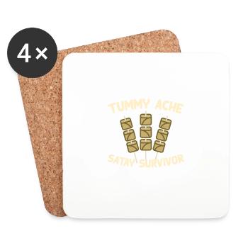 Maux de ventre Satay Survivant Drôle de nourriture préférée - Dessous de verre (lot de 4) - blanc - Devant