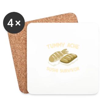 Tummy Ache Sushi Survivor Funny Favorite Food - Untersetzer (4er-Set) - Weiß - Vorne