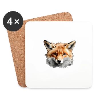 Forest, Fox, Animal, Red Fox, Wilderness - Coasters (set of 4) - white - Front