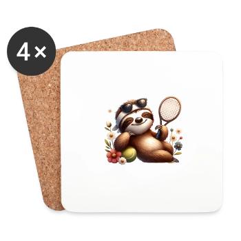 Conception de joueur de tennis paresseux mignon - Dessous de verre (lot de 4) - blanc - Devant