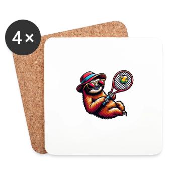 Conception de joueur de tennis paresseux drôle - Dessous de verre (lot de 4) - blanc - Devant