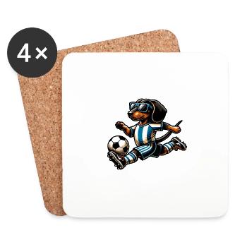 Dachshund Soccer Wiener Dog Fan - Coasters (set of 4) - white - Front