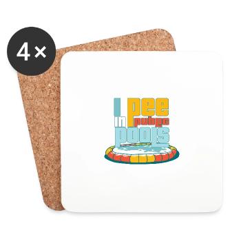 Je fais dans les piscines publiques Swiming Party Funny Peeing - Dessous de verre (lot de 4) - blanc - Devant