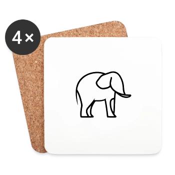 éléphant - Dessous de verre (lot de 4) - blanc - Devant