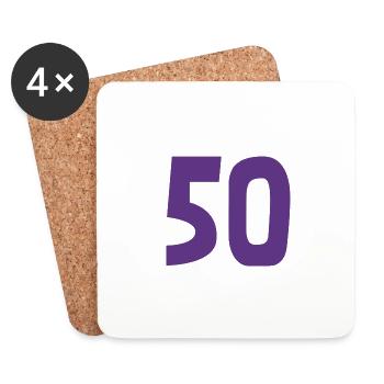 50. 50 ANS. 50e ANNIVERSAIRE. ANNIVERSAIRE 50 ANS. - Dessous de verre (lot de 4) - blanc - Devant