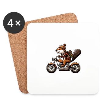Cool Beaver on Motorcycle Adventure - Coasters (set of 4) - white - Front