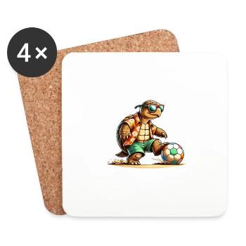 Lässige Schildkröte Mit Fußballbrille - Untersetzer (4er-Set) - Weiß - Vorne
