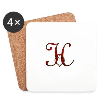 Monogram H with heart frame - Coasters (set of 4) - white - Front