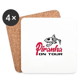 Piranha en tournée - Dessous de verre (lot de 4) - blanc - Devant