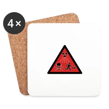 Nouveau pictogramme radioactif - Dessous de verre (lot de 4) - blanc - Devant