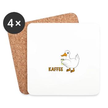 Ente Kaffee Spruch - Untersetzer (4er-Set) - Weiß - Vorne