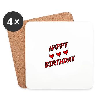 HAPPY BIRTHDAY. JOYEUX ANNIVERSAIRE. ANNIVERSAIRE. - Dessous de verre (lot de 4) - blanc - Devant