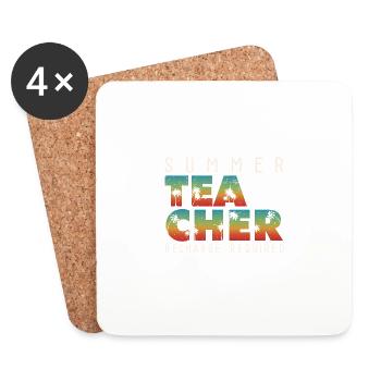 Teacher Summer Recharge Required Beach Vacation - Coasters (set of 4) - white - Front