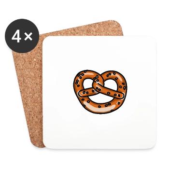 Frisches Brezel Brezen Laugengebäck Pretzel Bäcker - Untersetzer (4er-Set) - Weiß - Vorne
