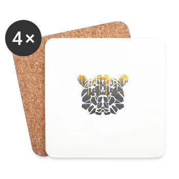 Mosaïque géométrique d’ours avec gouttes dorées - Dessous de verre (lot de 4) - blanc - Devant