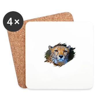 Guépard - Dessous de verre (lot de 4) - blanc - Devant