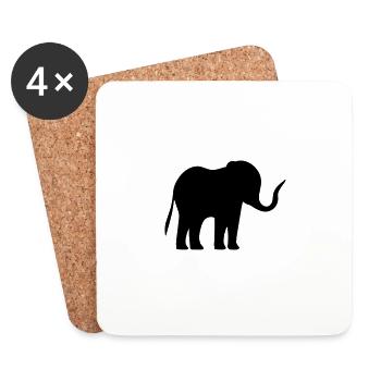 éléphant - Dessous de verre (lot de 4) - blanc - Devant