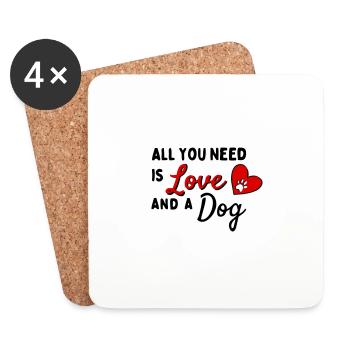 All You Need Is Love AND a Dog - Herz mit Pfote - Coasters (set of 4) - white - Front