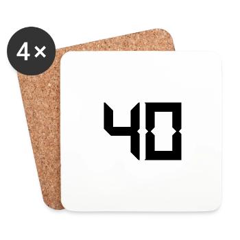 40 ANS. 40e ANNIVERSAIRE. ANNIVERSAIRE 40 ANS. 40 - Dessous de verre (lot de 4) - blanc - Devant
