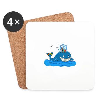 Whale Express from "Zora in the Savannah Clinic" - Coasters (set of 4) - white - Front