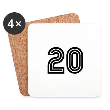 20. 20 ANS. 20e ANNIVERSAIRE. ANNIVERSAIRE 20 ANS. - Dessous de verre (lot de 4) - blanc - Devant