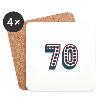 70. 70 ANS. 70e ANNIVERSAIRE. ANNIVERSAIRE 70 ANS. - Dessous de verre (lot de 4) - blanc - Devant