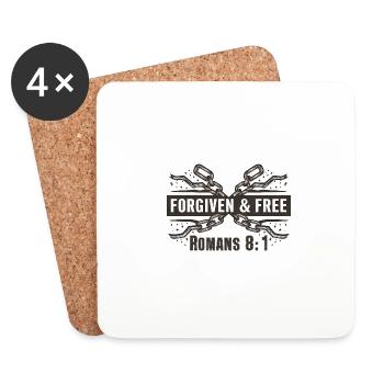 Pardonné et libéré Romains 8 :1 Chaînes brisées - Dessous de verre (lot de 4) - blanc - Devant