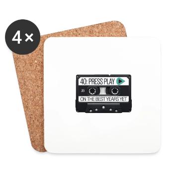 40: Press Play On The Best Years Yet - 40. - Coasters (set of 4) - white - Front