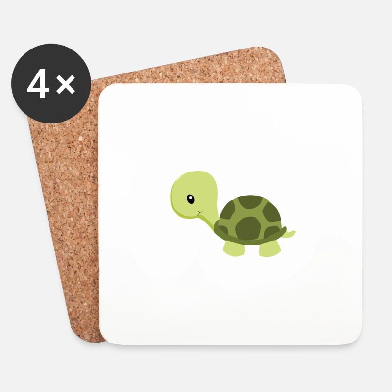 Schildkröte - Untersetzer (4er-Set) - Weiß