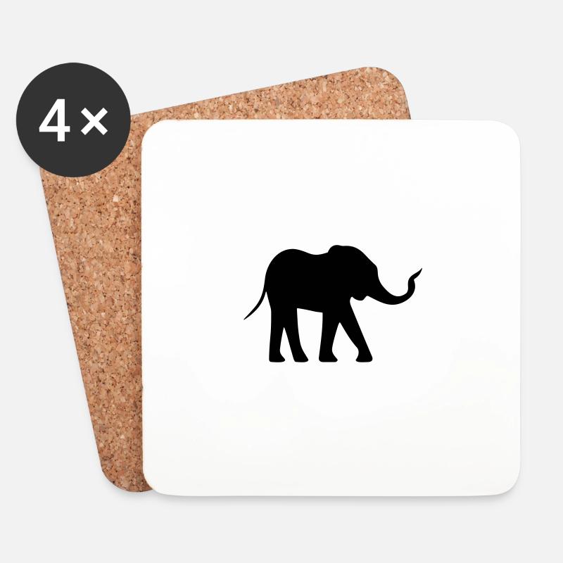Elefant - Untersetzer (4er-Set) - Weiß