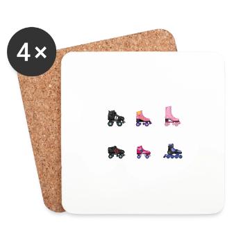 Différents types de patins à roulettes Patins à roulettes des années 80 - Dessous de verre (lot de 4) - blanc - Devant