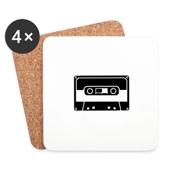 Cassette Tape Music Radio Retro Cool Gift Idea - Coasters (set of 4) - white - Front