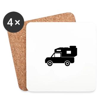 Pickup Camper cabine de logement cabine de dévertichage camping-car - Dessous de verre (lot de 4) - blanc - Devant