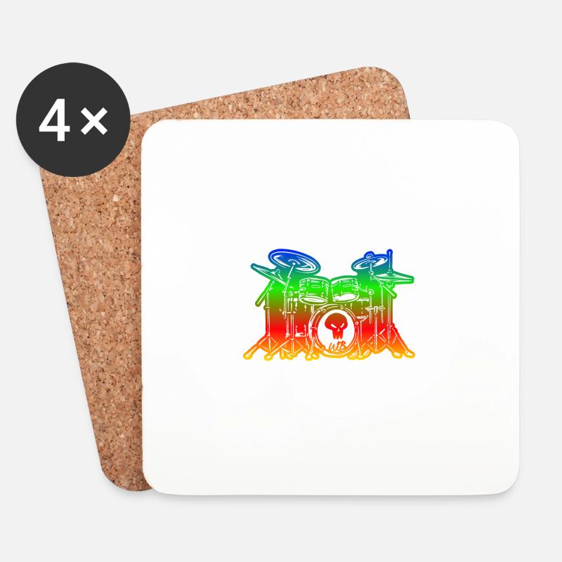 Drums cool - Untersetzer (4er-Set) - Weiß