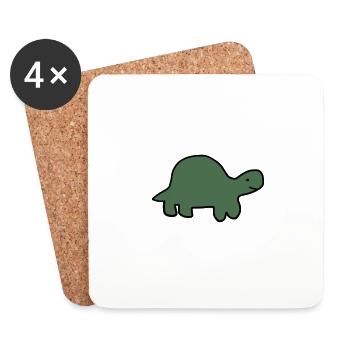 Schildkröte Grün Tier Tiere Motiv - Untersetzer (4er-Set) - Weiß - Vorne
