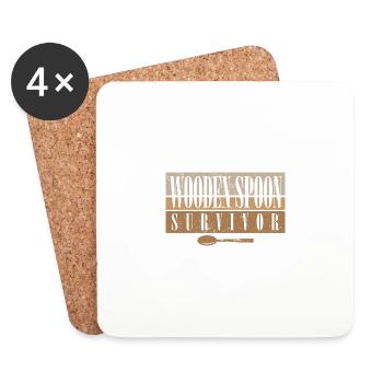 Wooden Spoon Survivor Meme Funny Italian - Untersetzer (4er-Set) - Weiß - Vorne