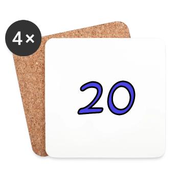 20. 20 ANS. 20e ANNIVERSAIRE. ANNIVERSAIRE 20 ANS. - Dessous de verre (lot de 4) - blanc - Devant
