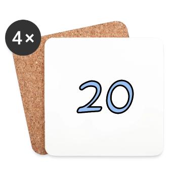 20. 20 ANS. 20e ANNIVERSAIRE. ANNIVERSAIRE 20 ANS. - Dessous de verre (lot de 4) - blanc - Devant