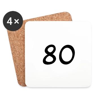 80. 80 ANS. 80e ANNIVERSAIRE. ANNIVERSAIRE 80 ANS. - Dessous de verre (lot de 4) - blanc - Devant