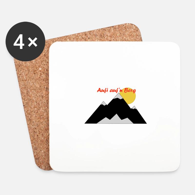 Aufi auf'n Berg - Untersetzer (4er-Set) - Weiß