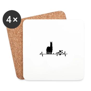 Alpaca heartbeat alpaca with heart lama - Coasters (set of 4) - white - Front