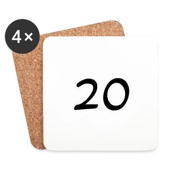 20. 20 ANS. 20e ANNIVERSAIRE. ANNIVERSAIRE 20 ANS. - Dessous de verre (lot de 4) - blanc - Devant