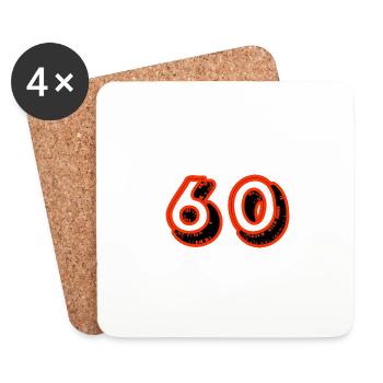 60. 60 ANS. 60e ANNIVERSAIRE. ANNIVERSAIRE 60 ANS. - Dessous de verre (lot de 4) - blanc - Devant