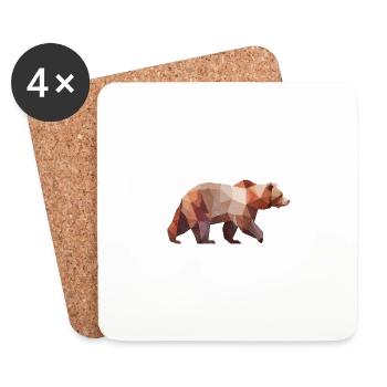 Brown Bear | Low Poly Art Logo Design - Coasters (set of 4) - white - Front